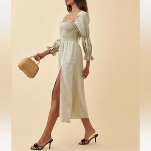 NWT Hyland Linen Midi Dress in Dried Herb